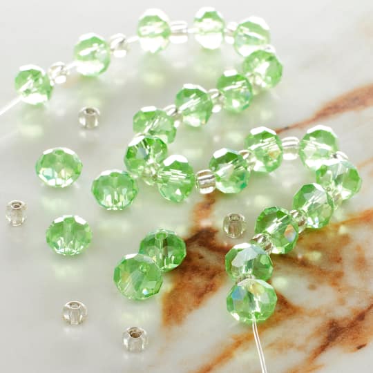 Peridot Faceted Glass Rondelle Beads, 8mm by Bead Landing™